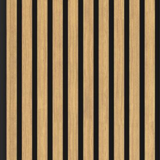 2400mm x 600mm Engineered Real Wood veneer Slatted Natural Oak on Black MDF Core with Acoustic Felt