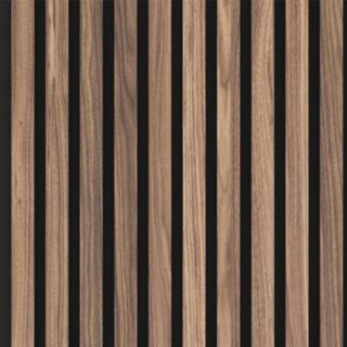 2400mm x 600mm Engineered Real Wood veneer Slatted Natural Walnut on Black MDF Core with Acoustic Felt